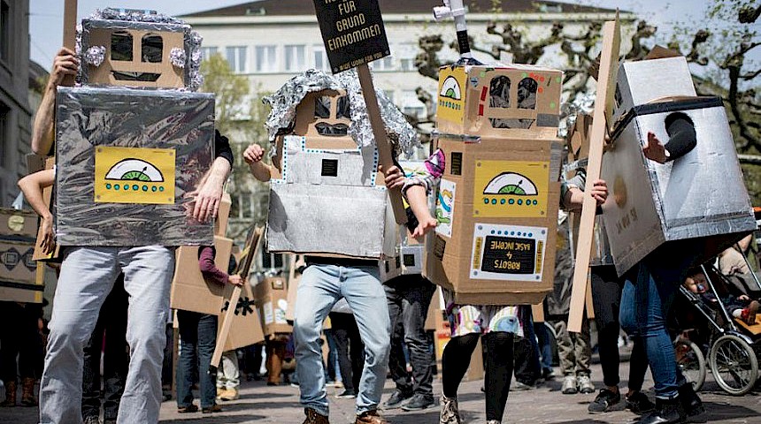 People with costumes as computers