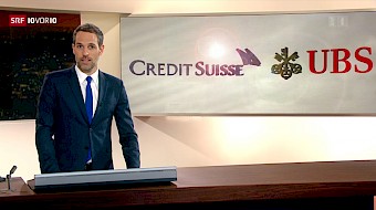 Scrren SRF 10 vor 10 with Logo Credit Suisse and UBS