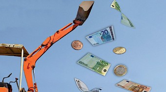 Bild Bagger und Geldscheine