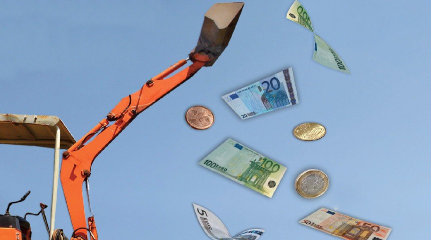 Bild Bagger und Geldscheine